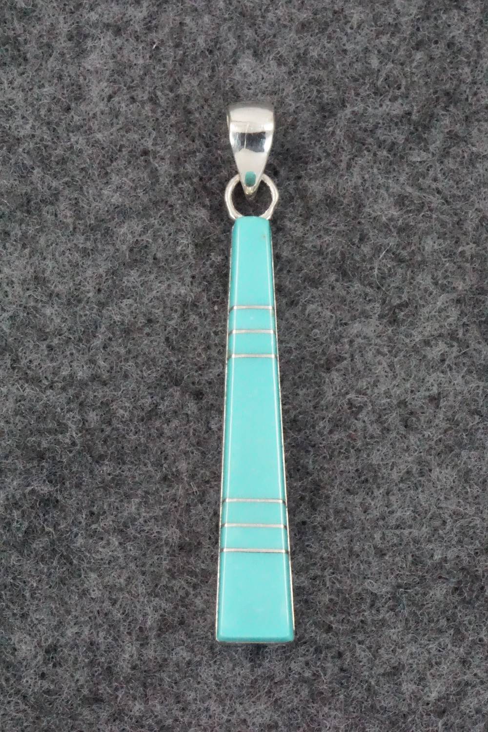 Turquoise & Sterling Silver Inlay Pendant - MaDerral Kallestewa