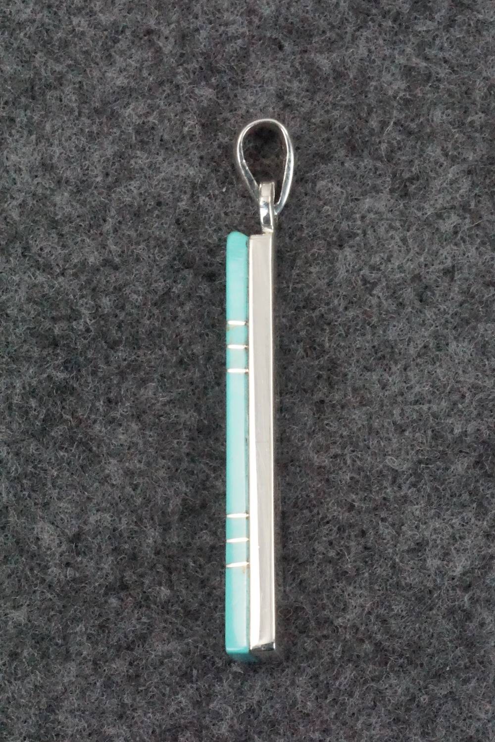 Turquoise & Sterling Silver Inlay Pendant - MaDerral Kallestewa