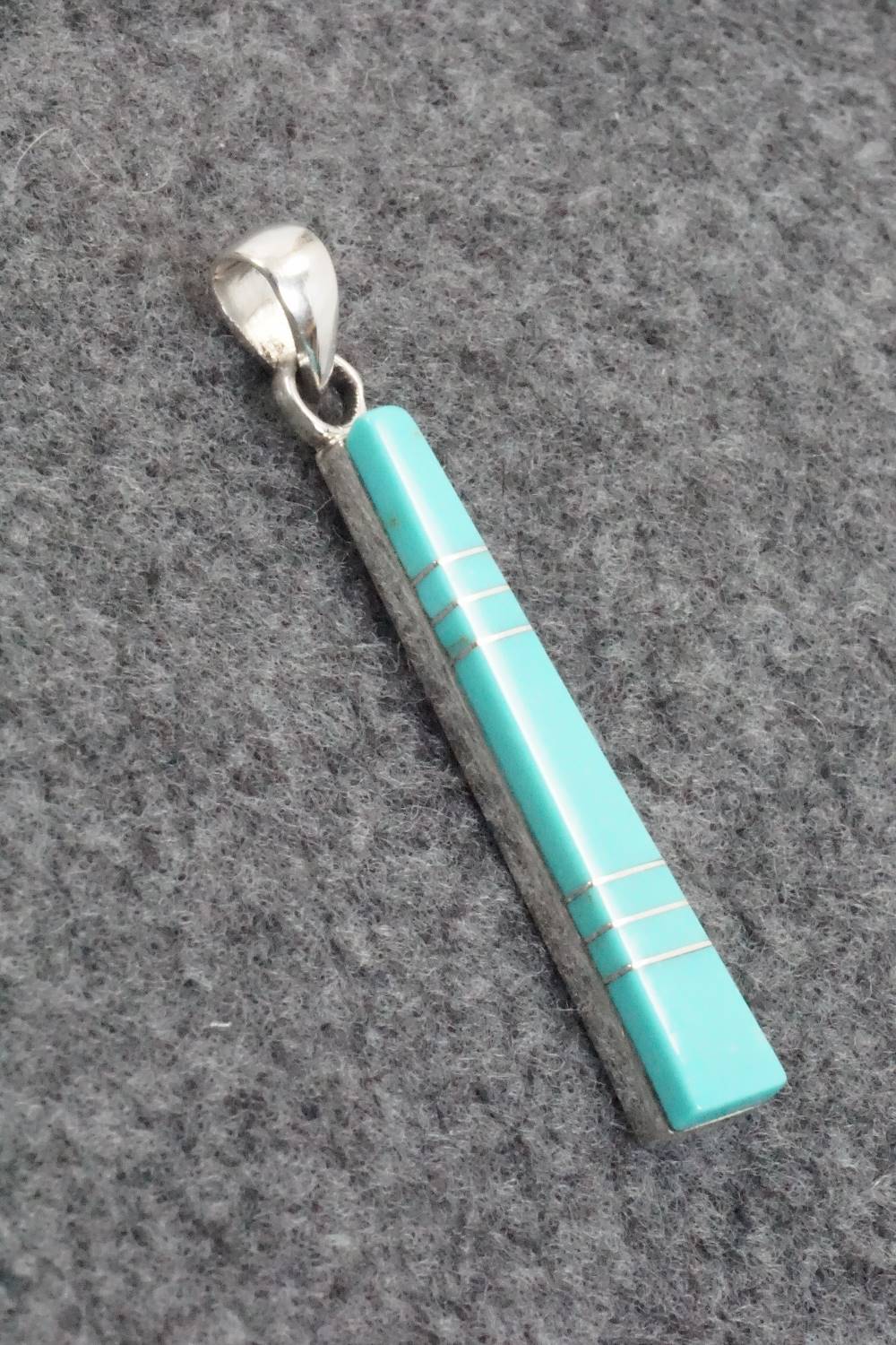 Turquoise & Sterling Silver Inlay Pendant - MaDerral Kallestewa
