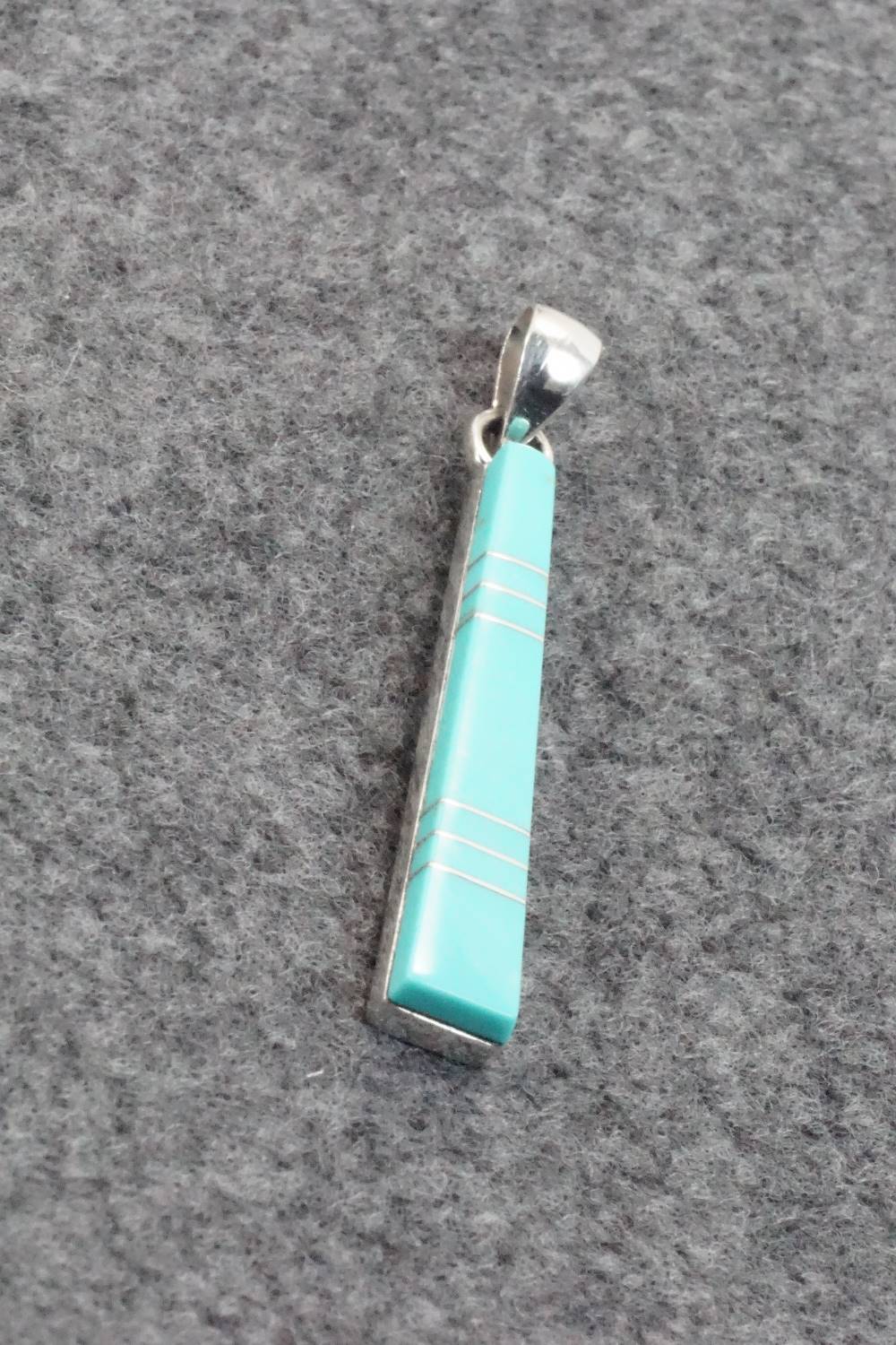 Turquoise & Sterling Silver Inlay Pendant - MaDerral Kallestewa
