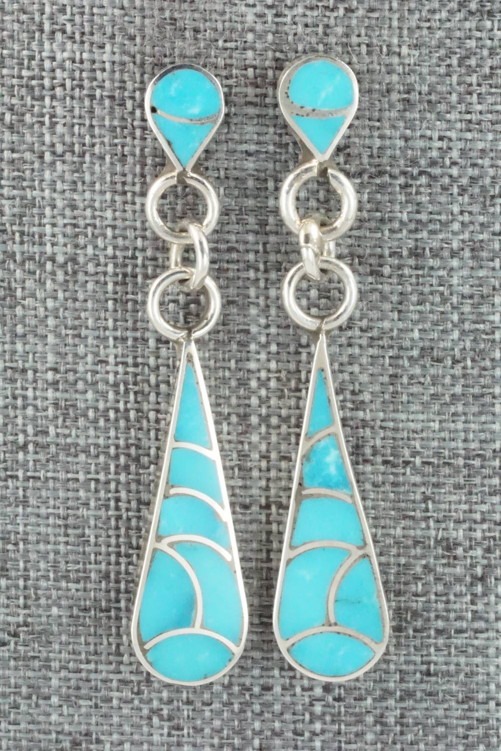 Turquoise & Sterling Silver Inlay Earrings - Lynette Johnson