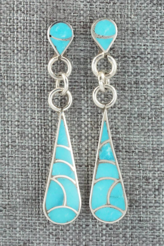 Turquoise & Sterling Silver Inlay Earrings - Lynette Johnson