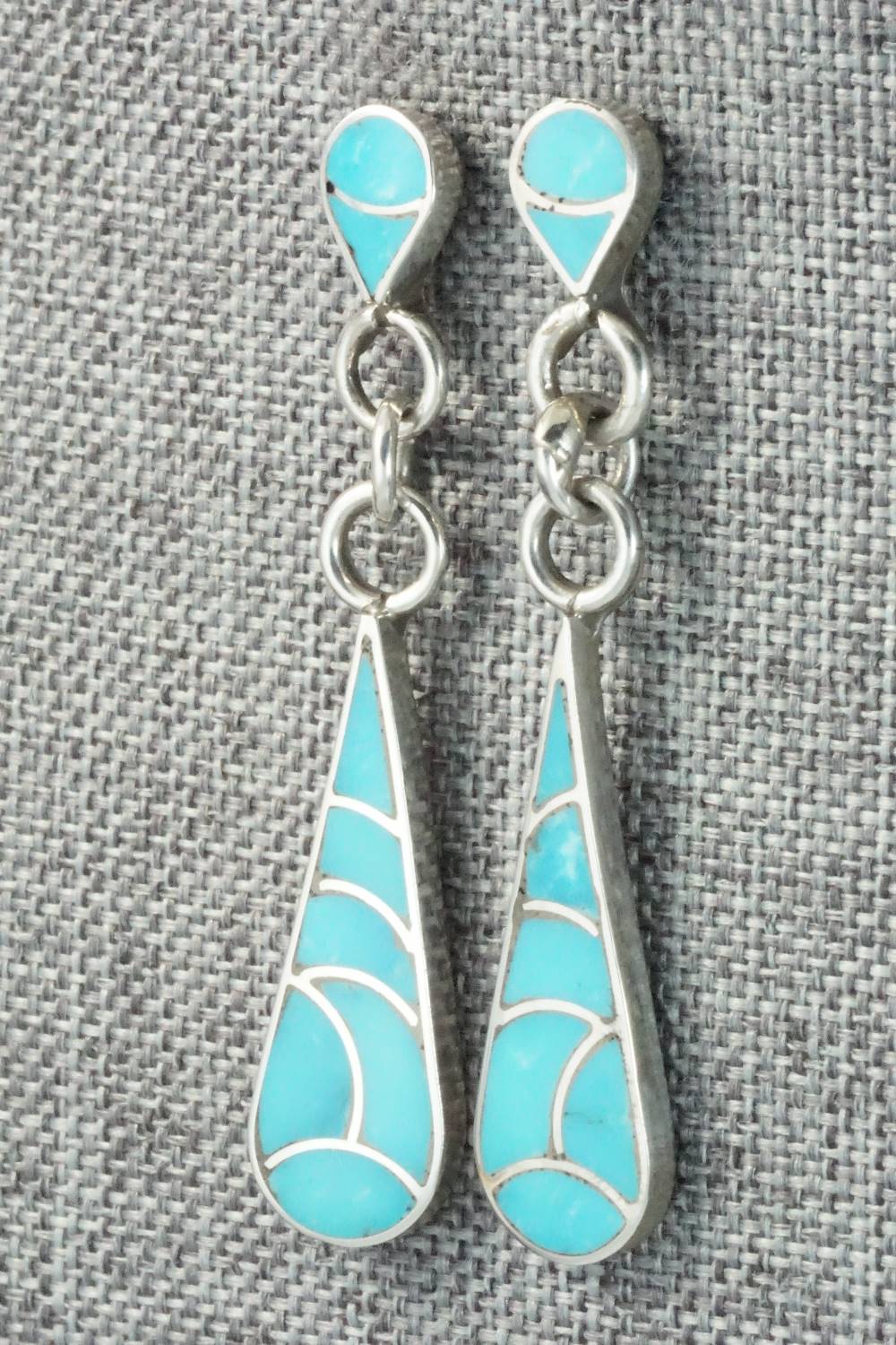 Turquoise & Sterling Silver Inlay Earrings - Lynette Johnson