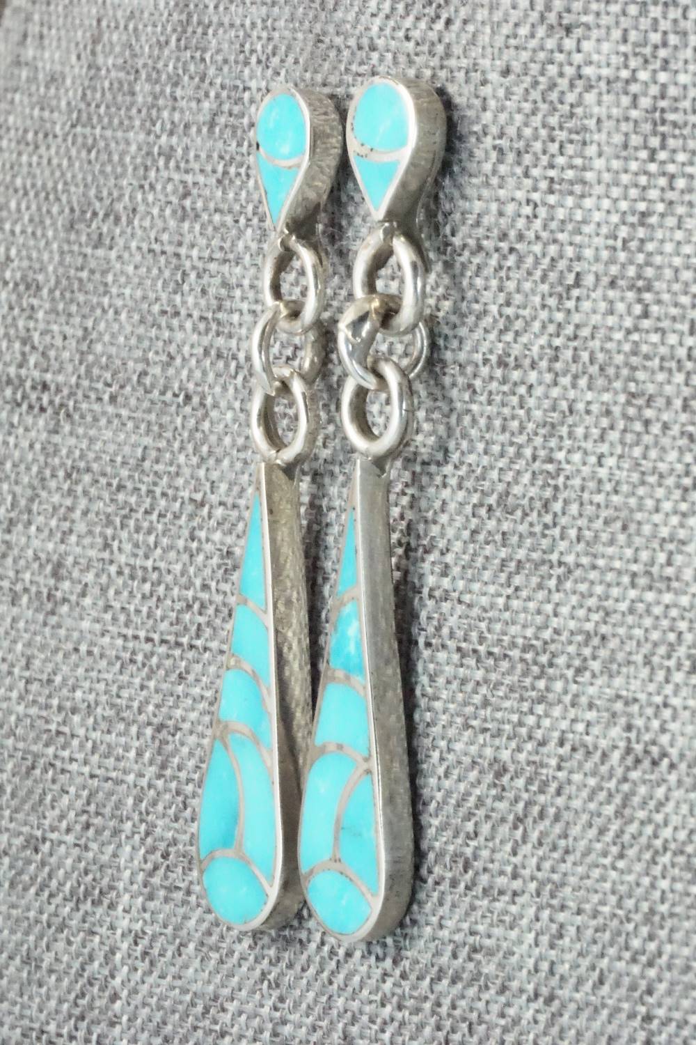 Turquoise & Sterling Silver Inlay Earrings - Lynette Johnson