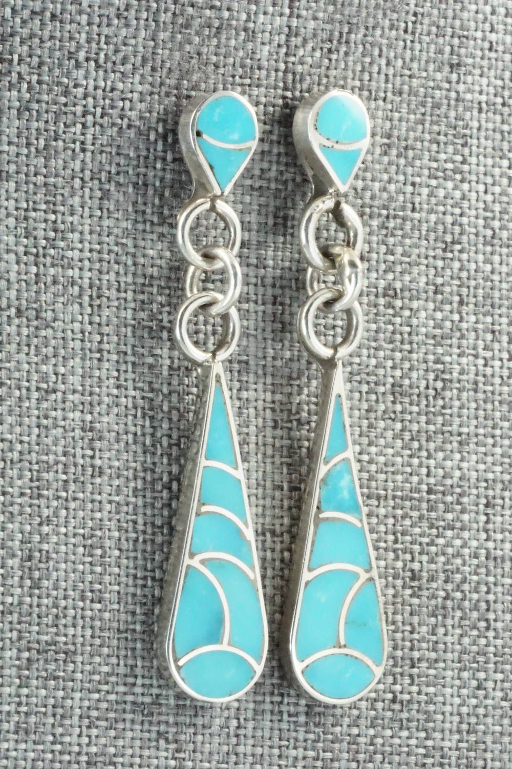 Turquoise & Sterling Silver Inlay Earrings - Lynette Johnson