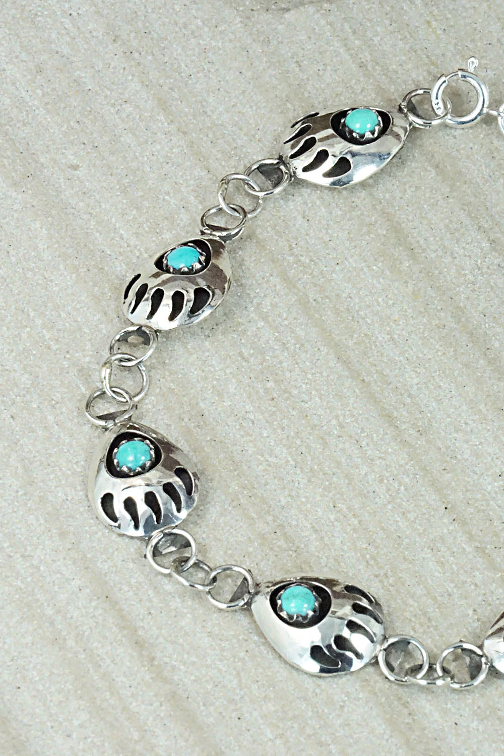 Turquoise and Sterling Silver Link Bracelet - Leta Parker
