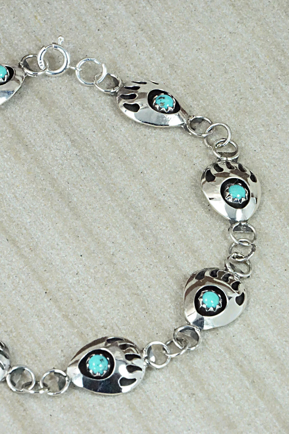 Turquoise and Sterling Silver Link Bracelet - Leta Parker
