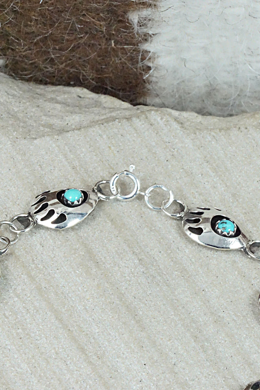 Turquoise and Sterling Silver Link Bracelet - Leta Parker