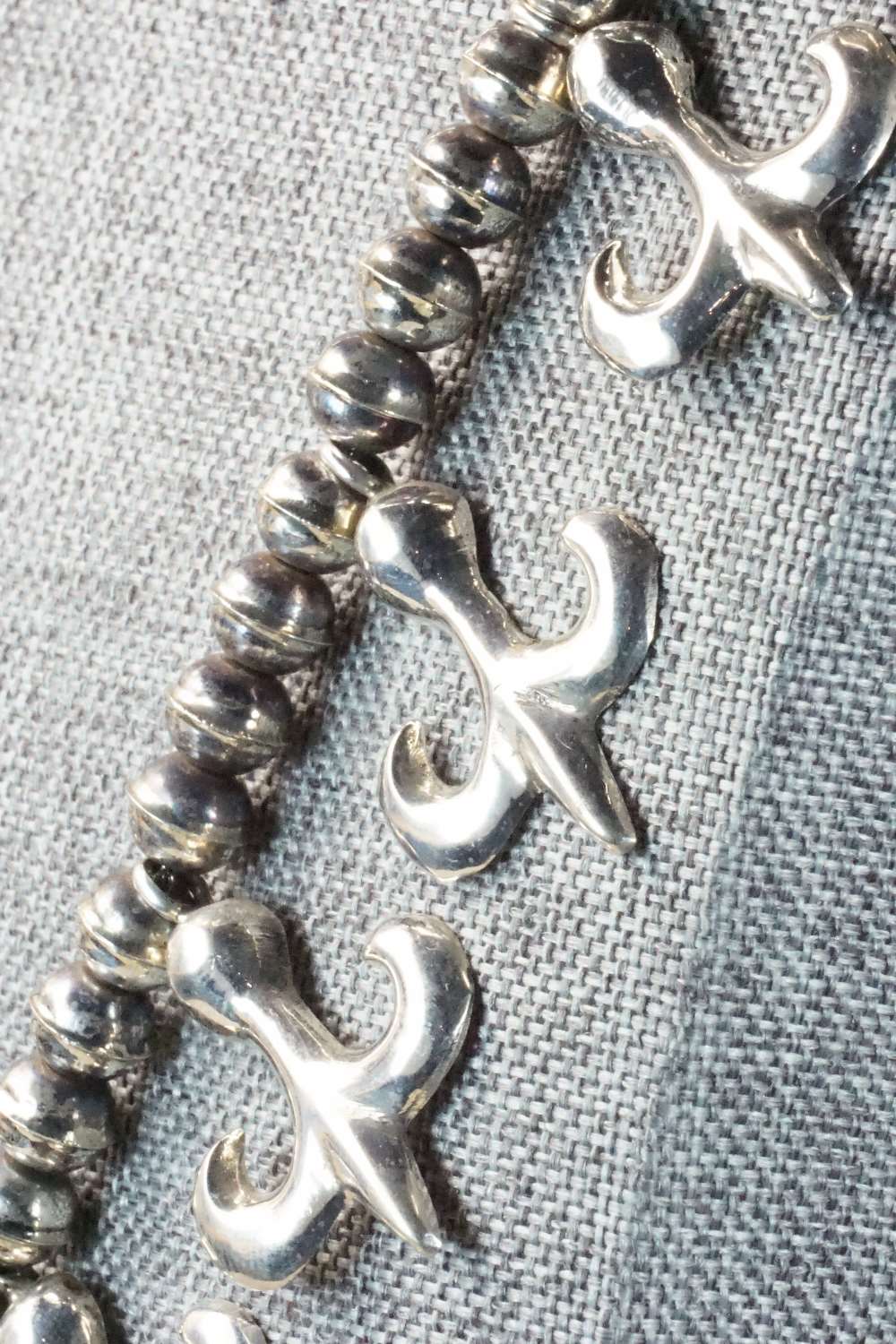 Sterling Silver Squash Blossom Necklace and Earrings - Navajo