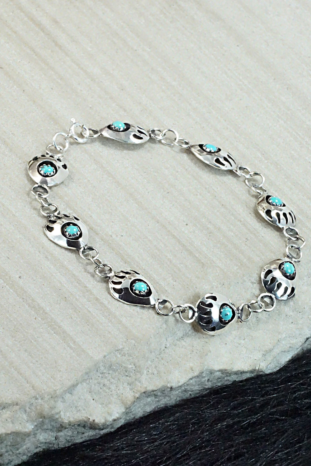 Turquoise and Sterling Silver Link Bracelet - Leta Parker