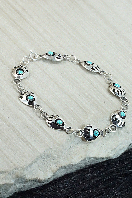 Turquoise and Sterling Silver Link Bracelet - Leta Parker