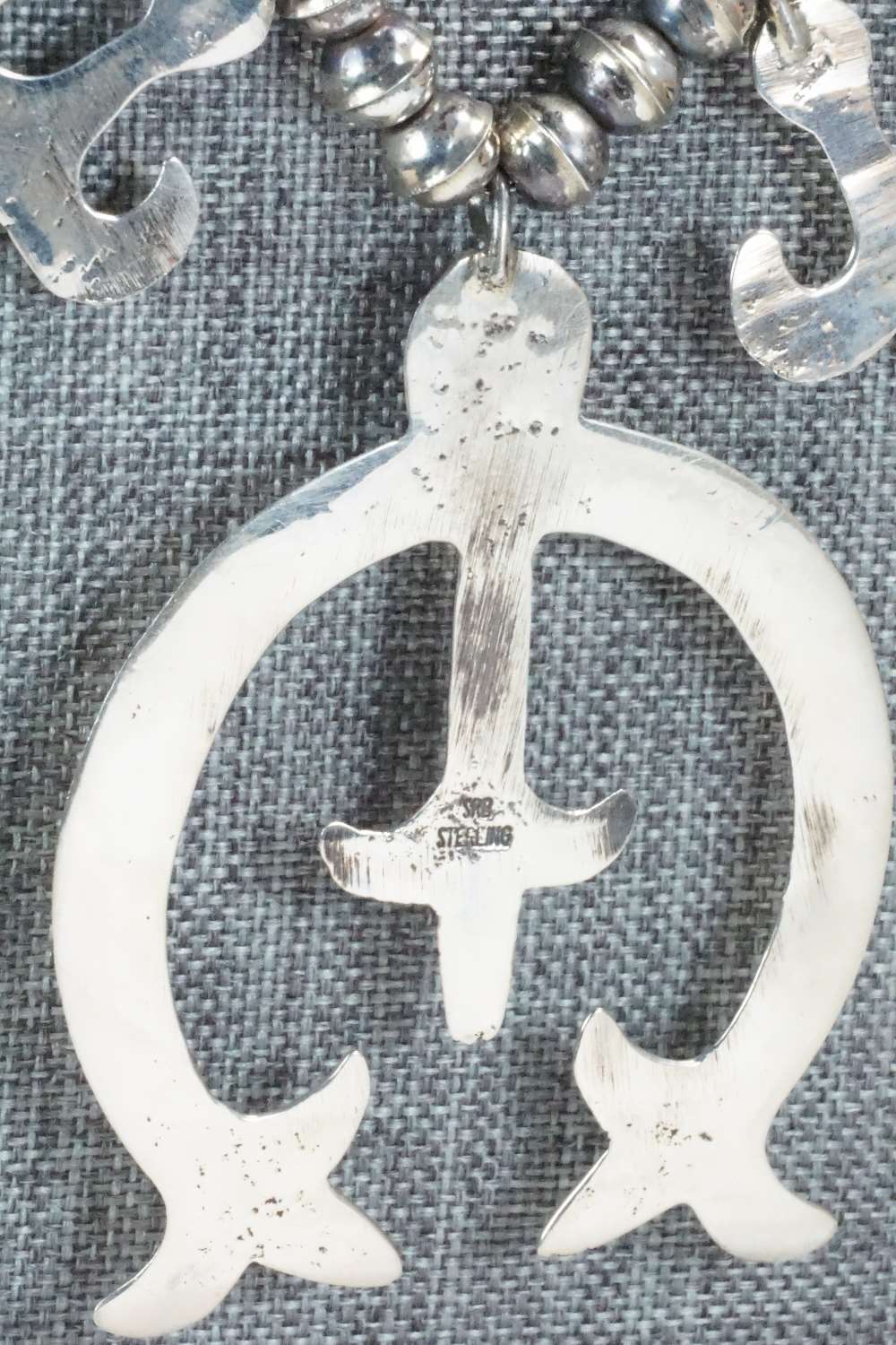 Sterling Silver Squash Blossom Necklace and Earrings - Navajo