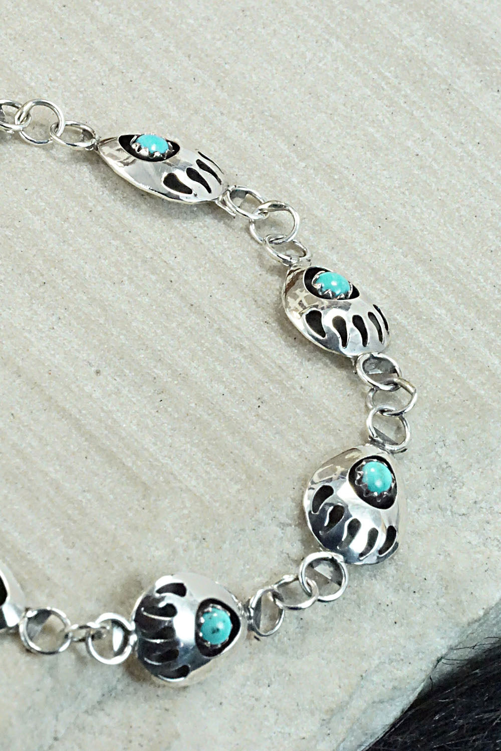 Turquoise and Sterling Silver Link Bracelet - Leta Parker