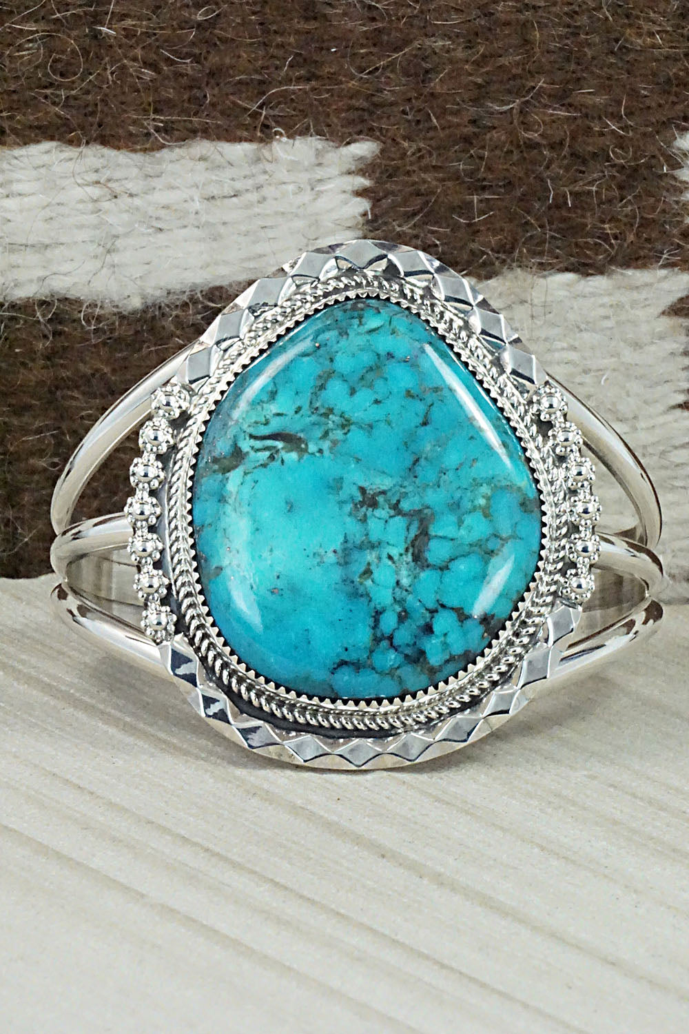 Turquoise & Sterling Silver Bracelet - Leslie Nez