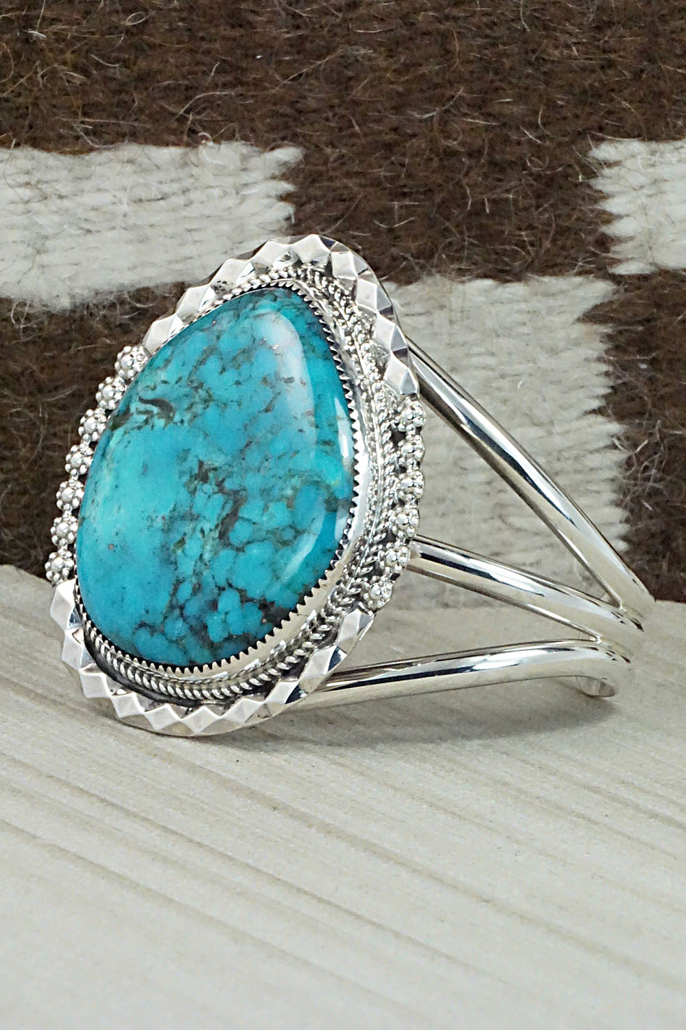 Turquoise & Sterling Silver Bracelet - Leslie Nez