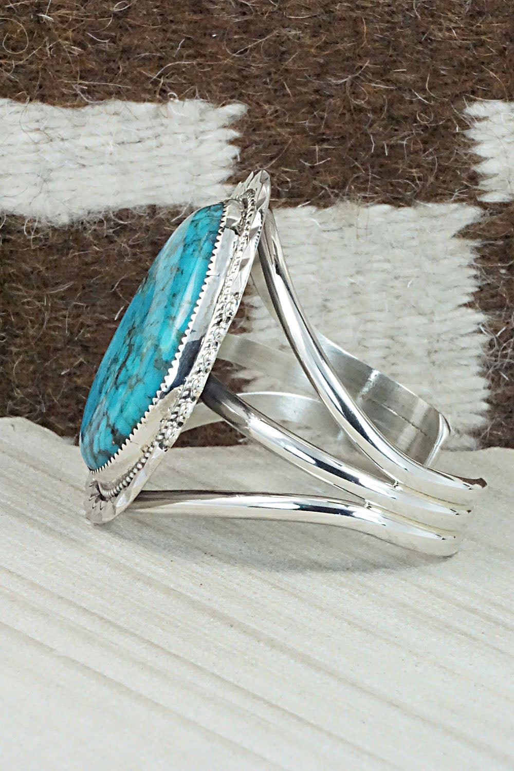 Turquoise & Sterling Silver Bracelet - Leslie Nez