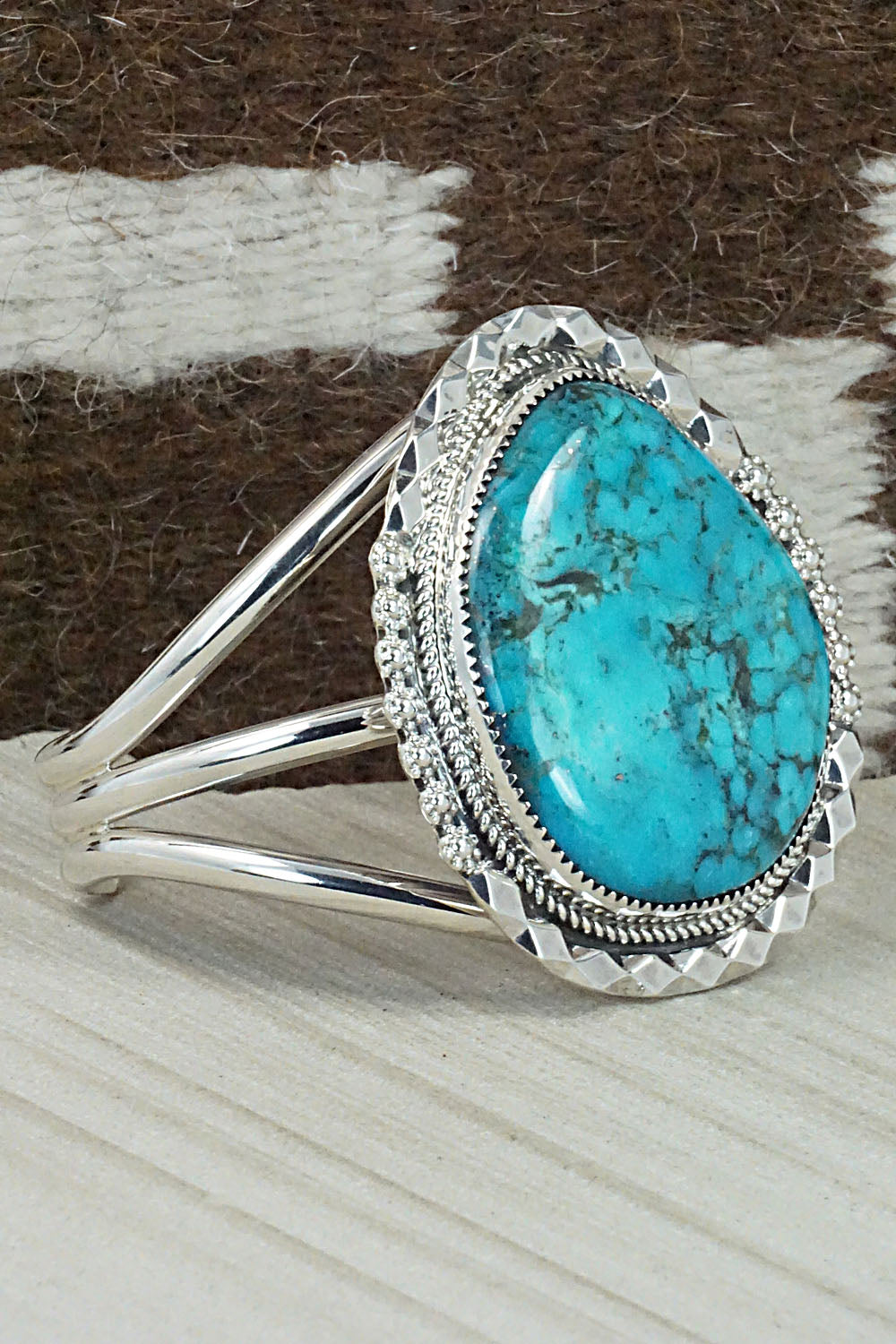 Turquoise & Sterling Silver Bracelet - Leslie Nez