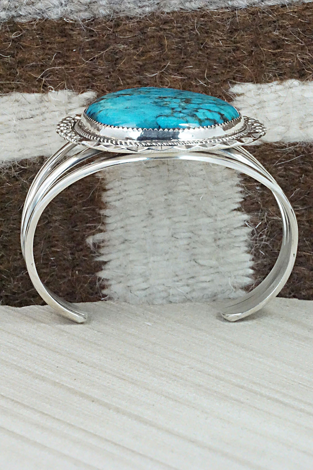 Turquoise & Sterling Silver Bracelet - Leslie Nez