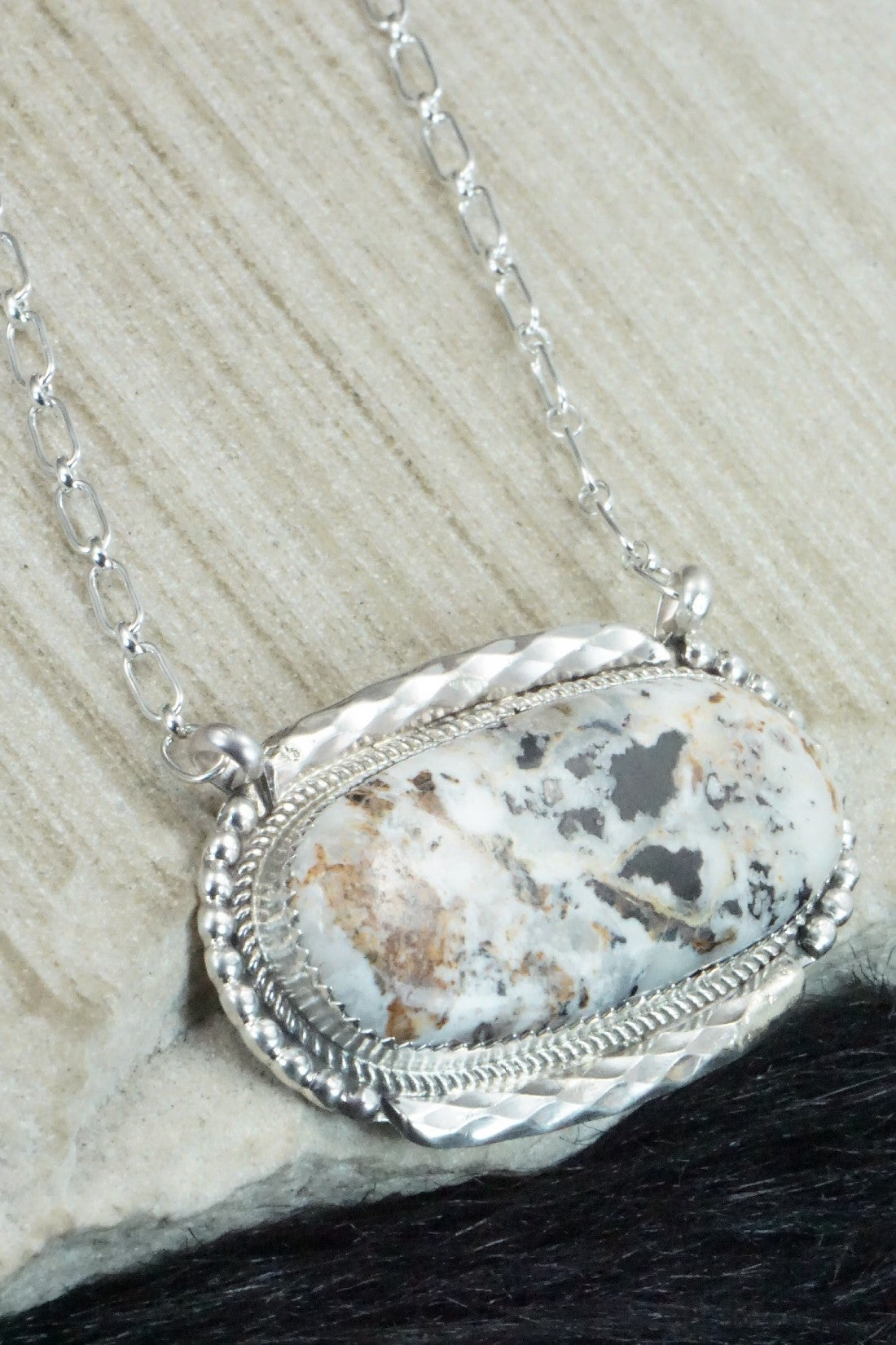 White Buffalo and Sterling Silver Necklace - Kenny Calavaza