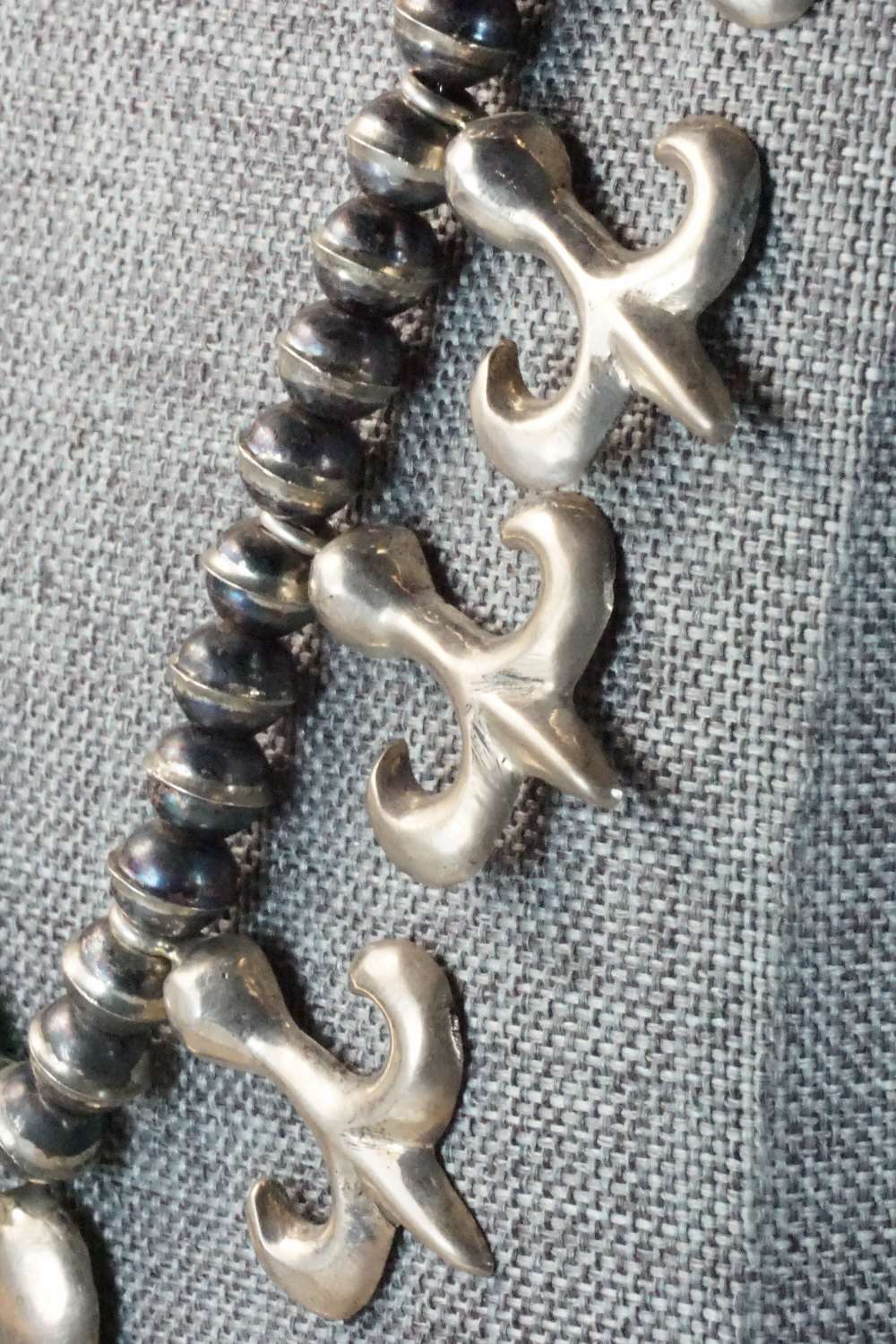 Sterling Silver Squash Blossom and Earrings Set - Navajo