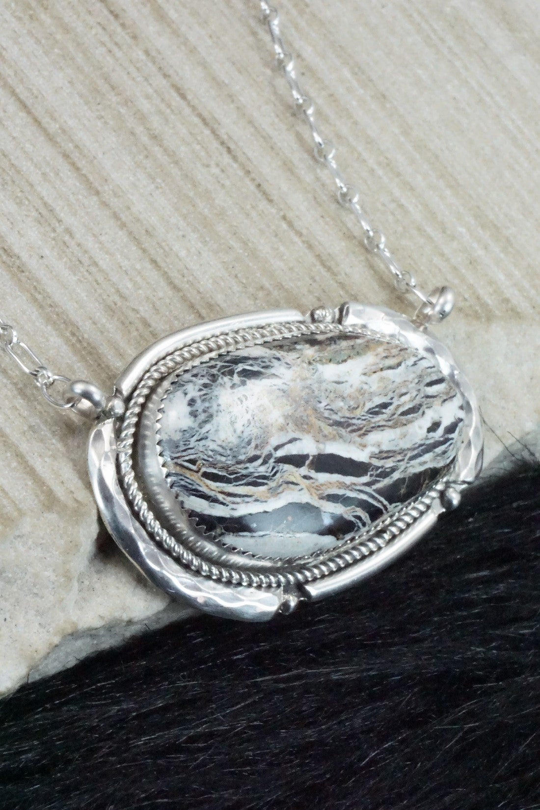 White Buffalo and Sterling Silver Necklace - Kenny Calavaza