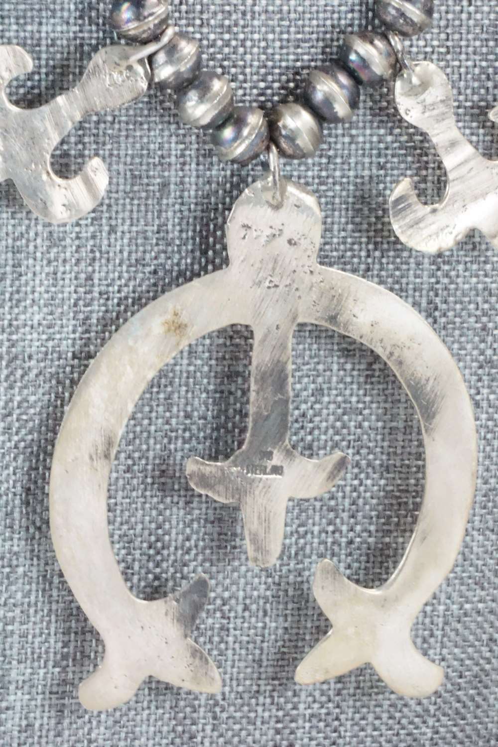 Sterling Silver Squash Blossom and Earrings Set - Navajo