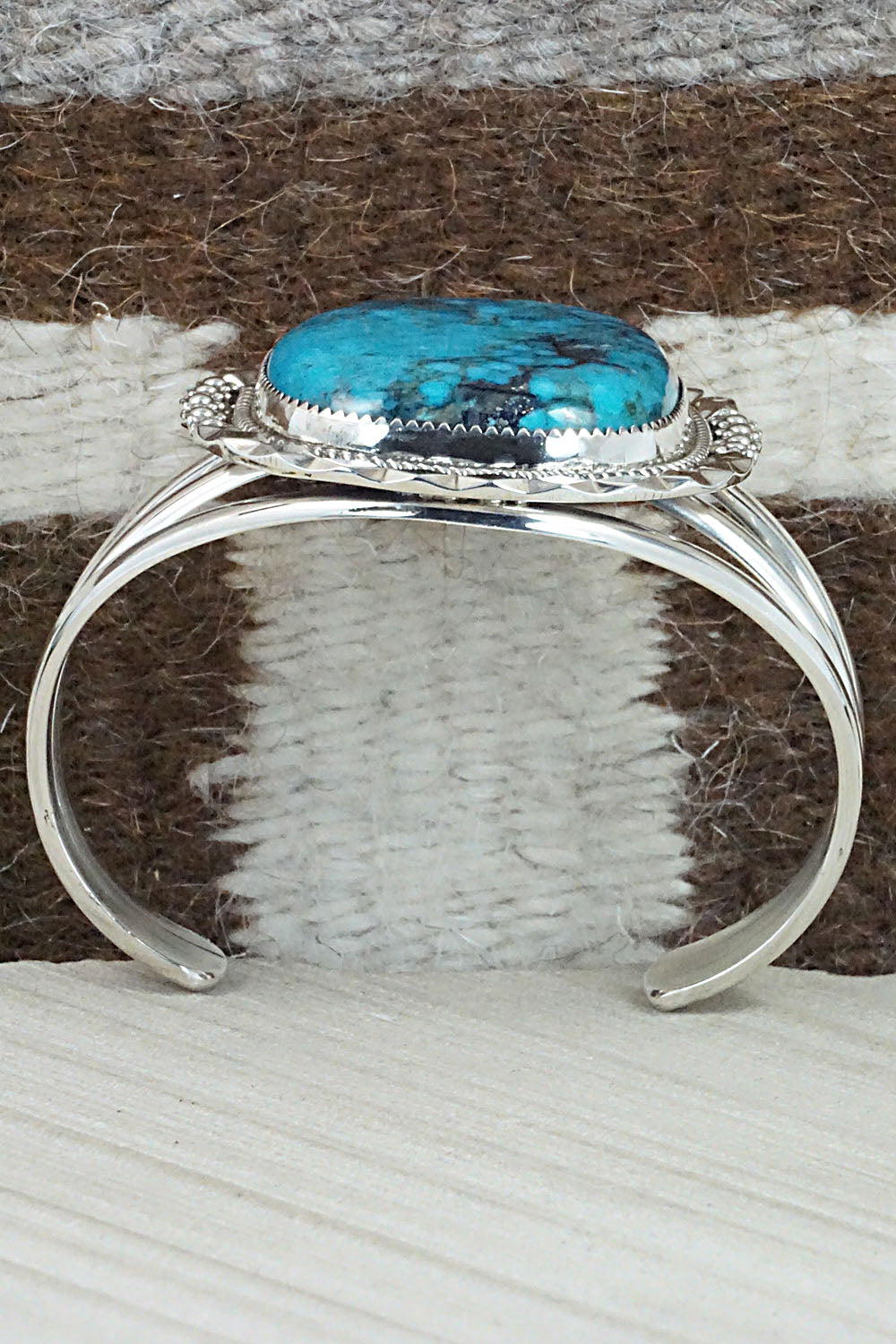 Turquoise & Sterling Silver Bracelet - Leslie Nez