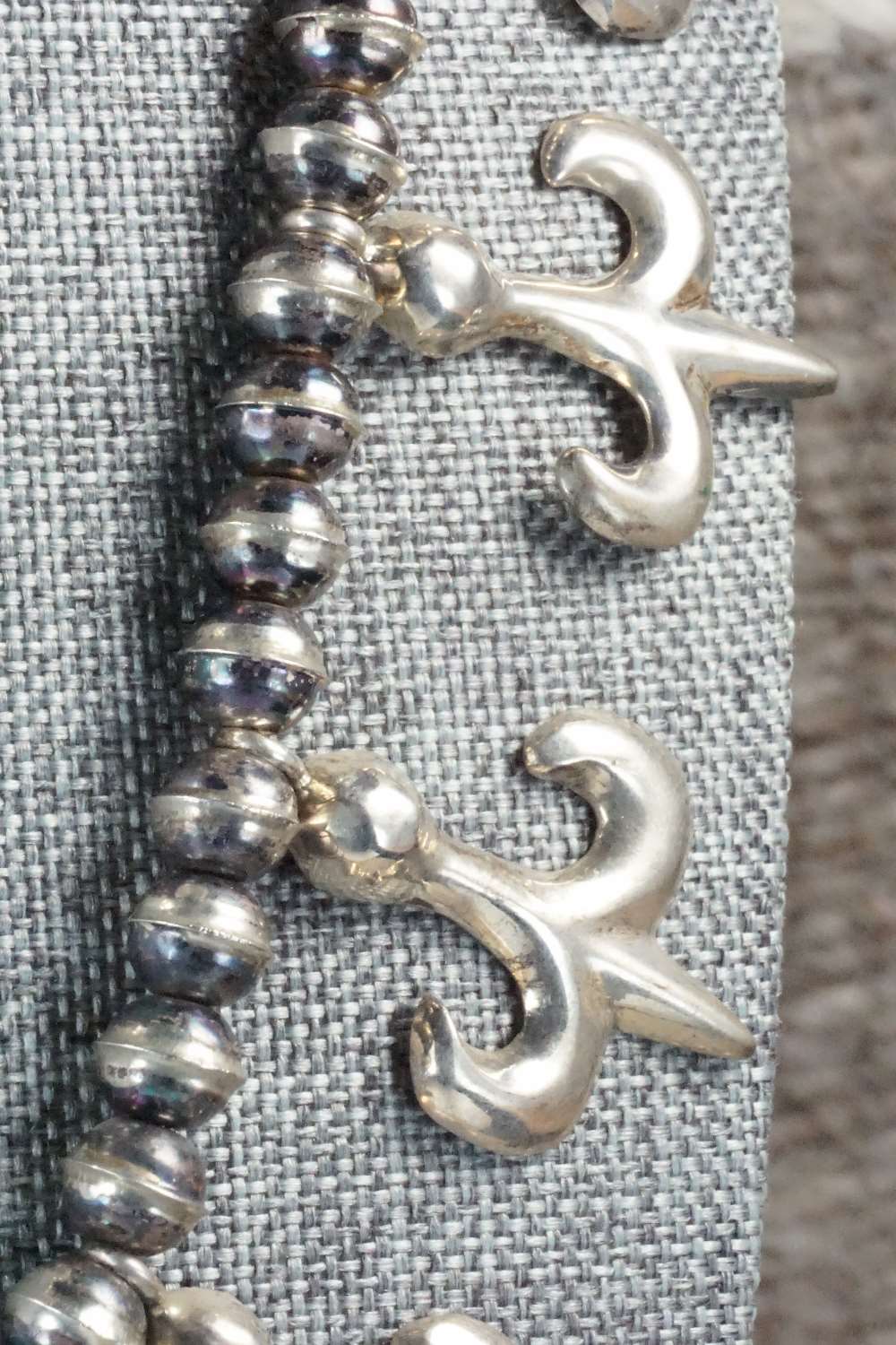 Sterling Silver Squash Blossom Necklace and Earrings - Navajo