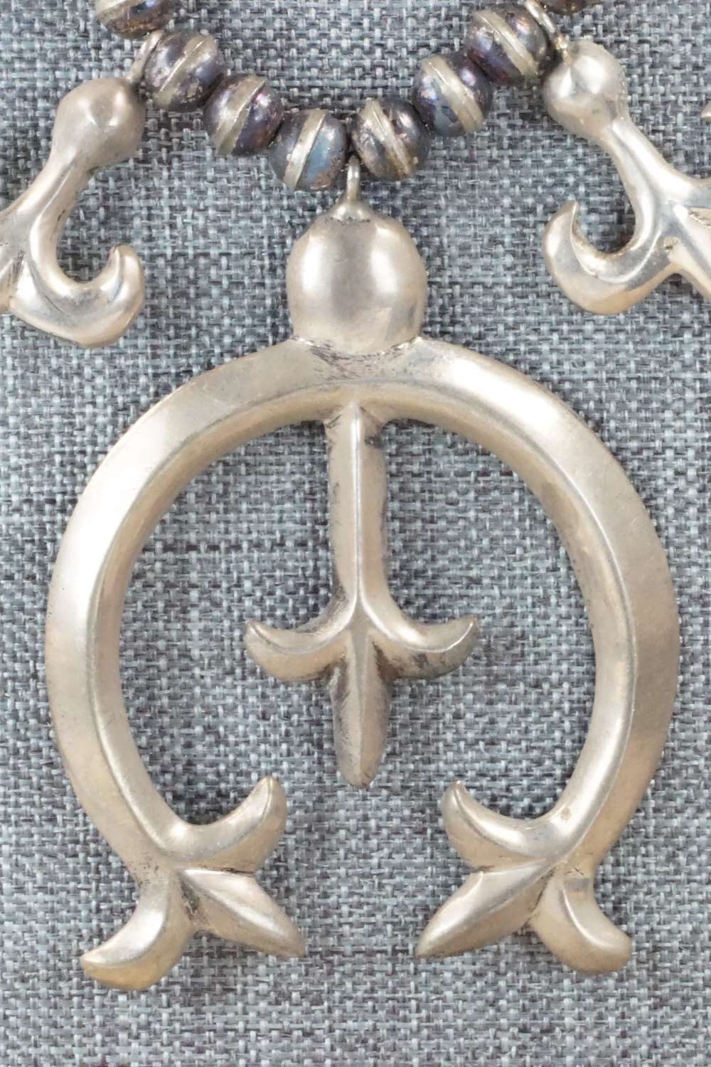Sterling Silver Squash Blossom Necklace and Earrings - Navajo