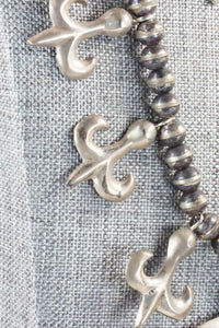 Sterling Silver Squash Blossom Necklace and Earrings - Navajo