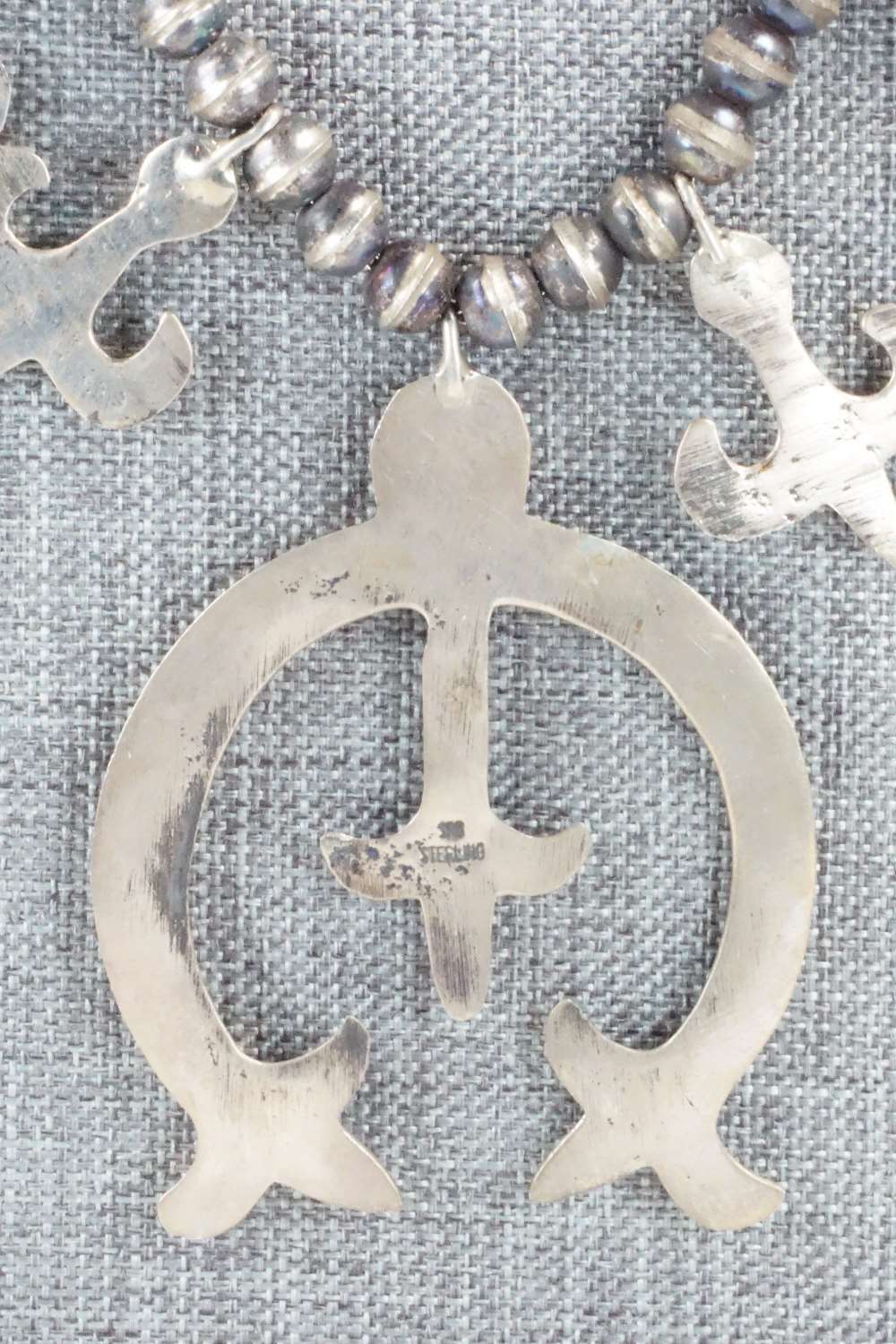 Sterling Silver Squash Blossom Necklace and Earrings - Navajo