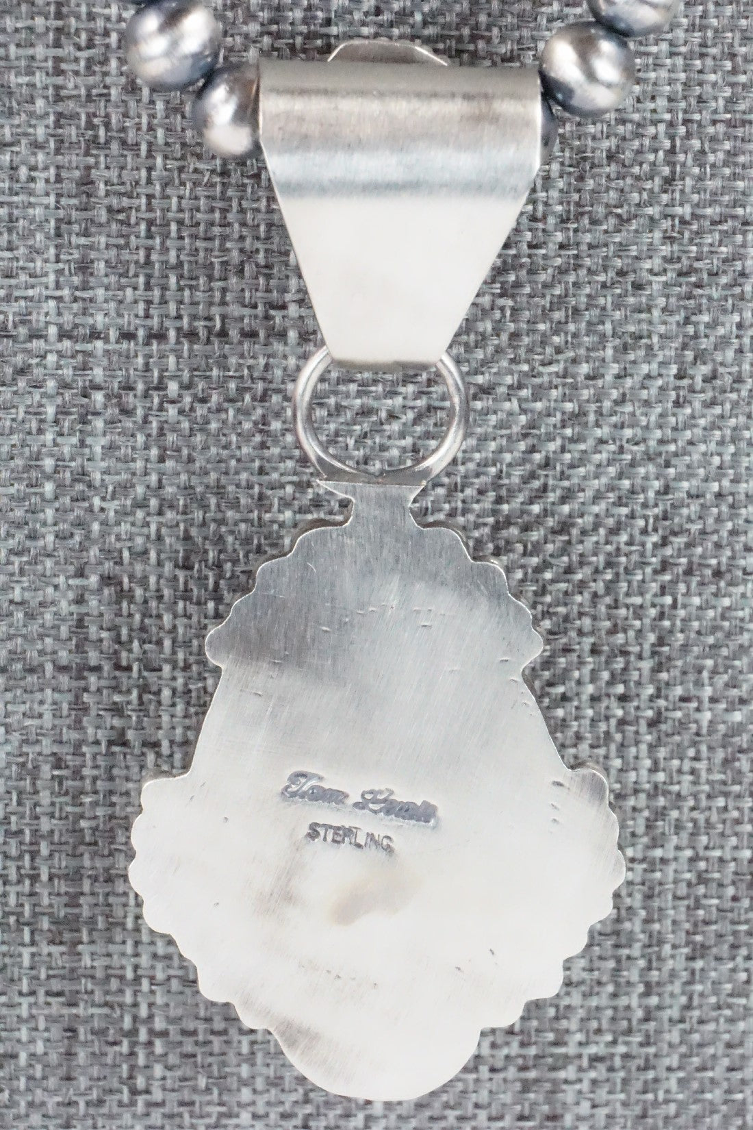 Turquoise, Coral Pendant & Sterling Silver Necklace - Tom Lewis