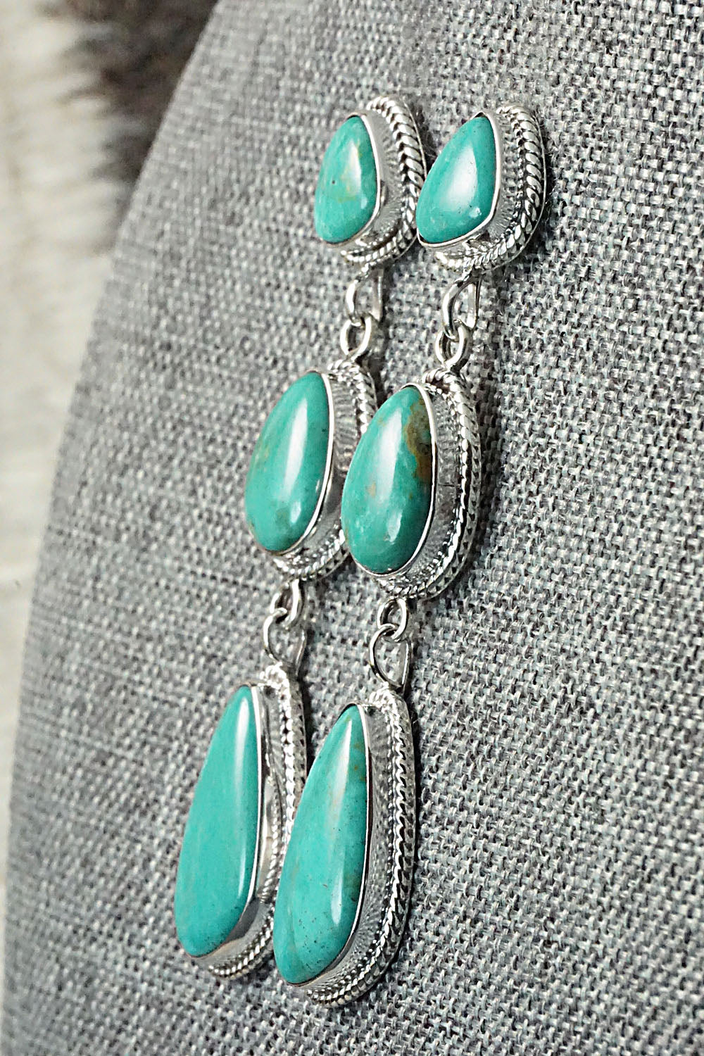 Turquoise & Sterling Silver Earrings - Verley Betone