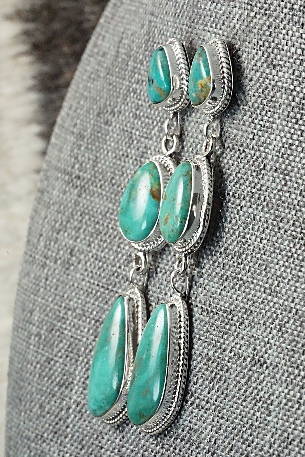 Turquoise & Sterling Silver Earrings - Verley Betone