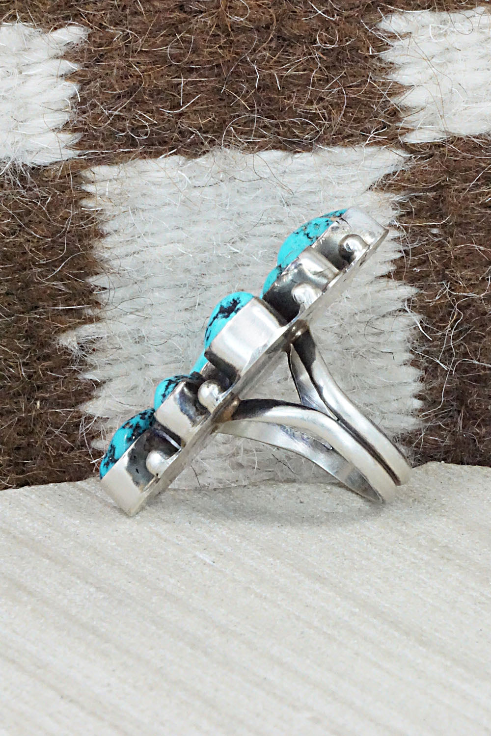 Turquoise & Sterling Silver Ring - Wilson Dawes - Size 8.75