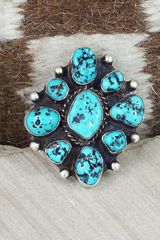 Turquoise & Sterling Silver Ring - Wilson Dawes - Size 8.75