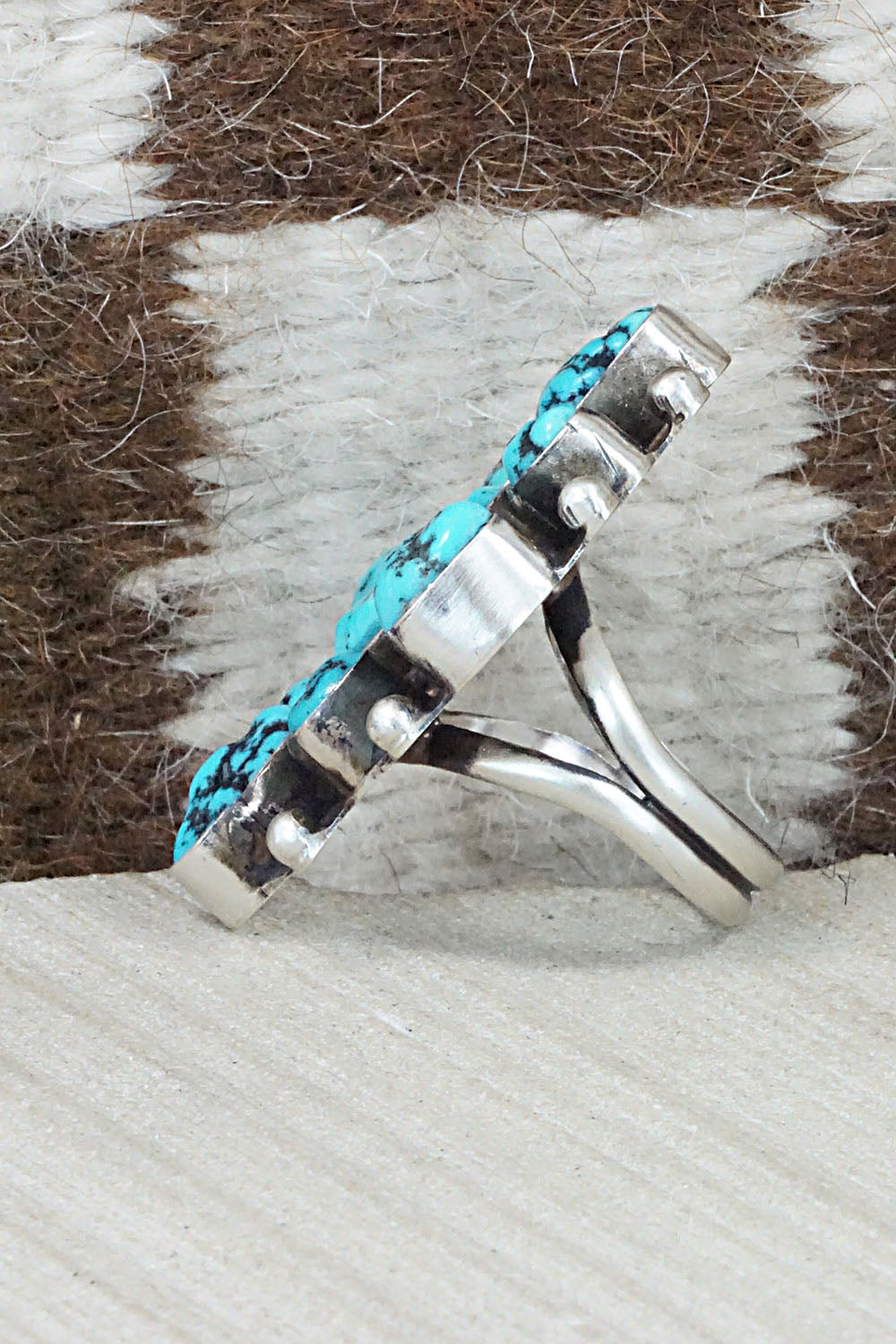 Turquoise & Sterling Silver Ring - Wilson Dawes - Size 8.75