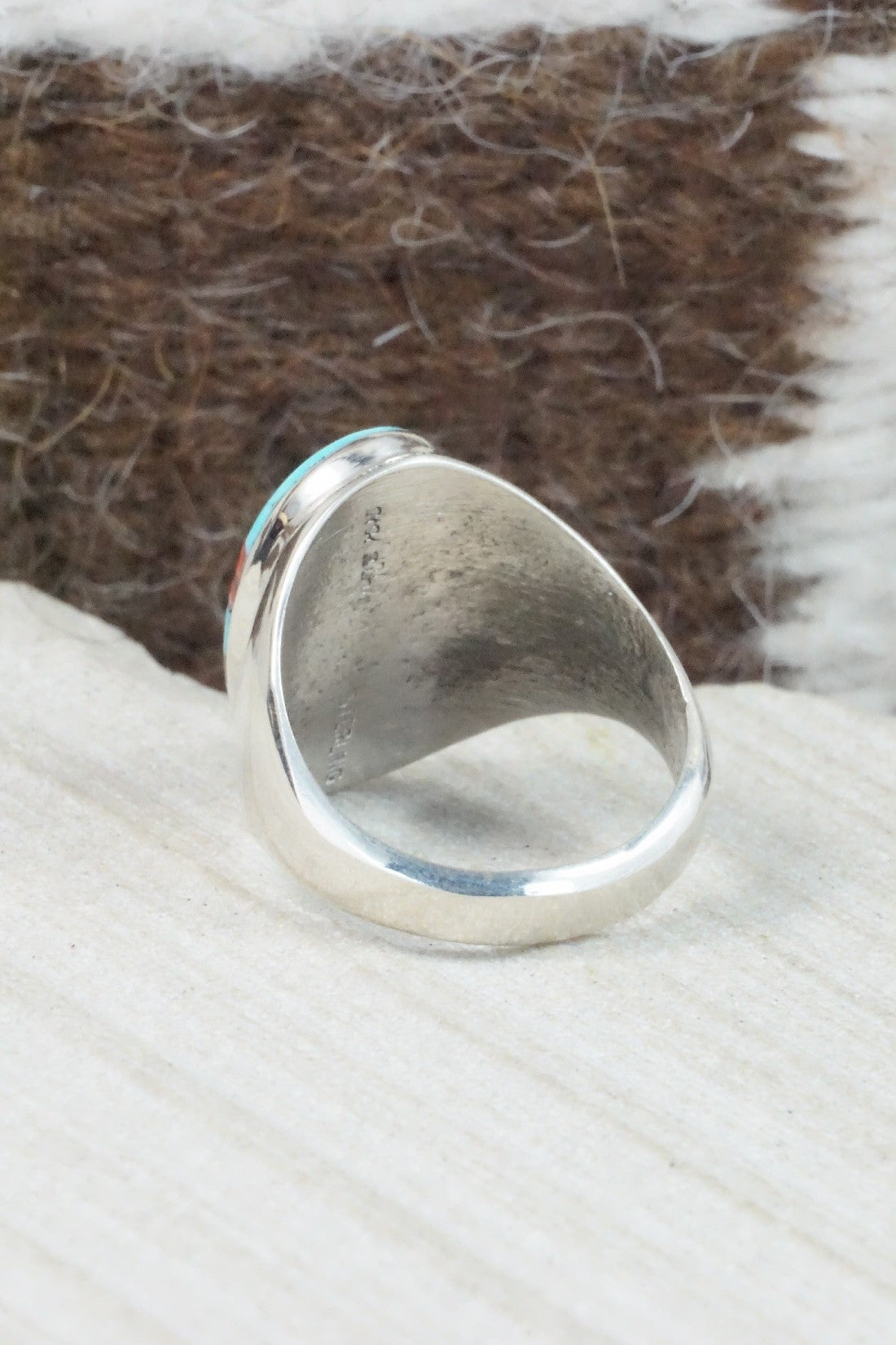 Multi Stone & Sterling Silver Ring - Herbert Kallestewa - Size 8.75