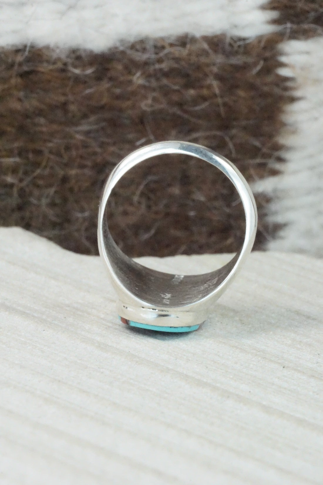 Multi Stone & Sterling Silver Ring - Herbert Kallestewa - Size 8.75