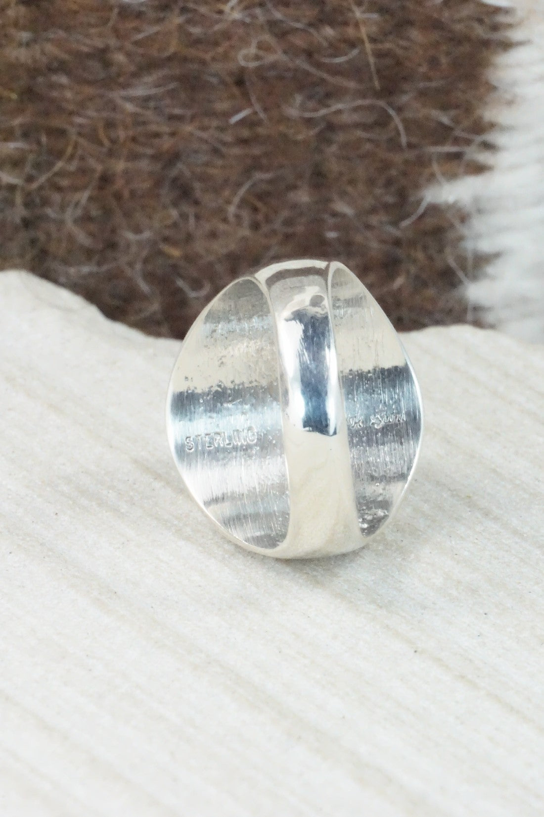 Multi Stone & Sterling Silver Ring - Herbert Kallestewa - Size 10
