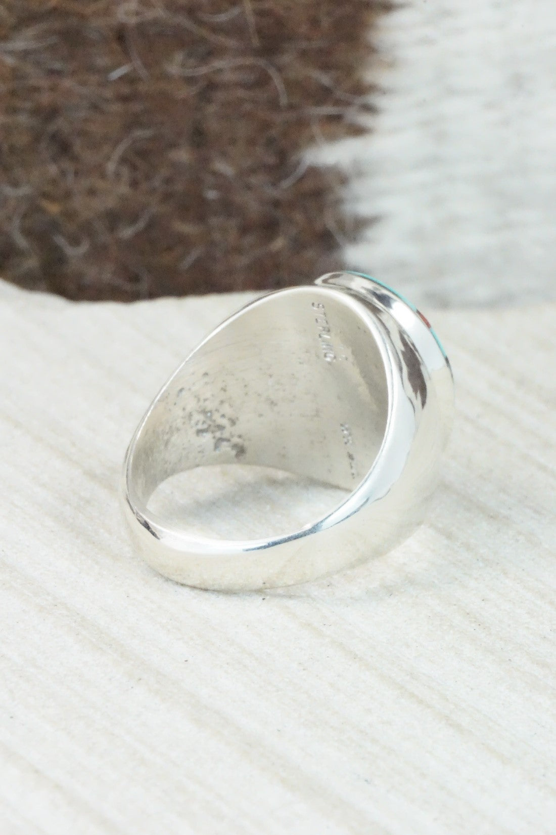 Multi Stone & Sterling Silver Ring - Herbert Kallestewa - Size 10