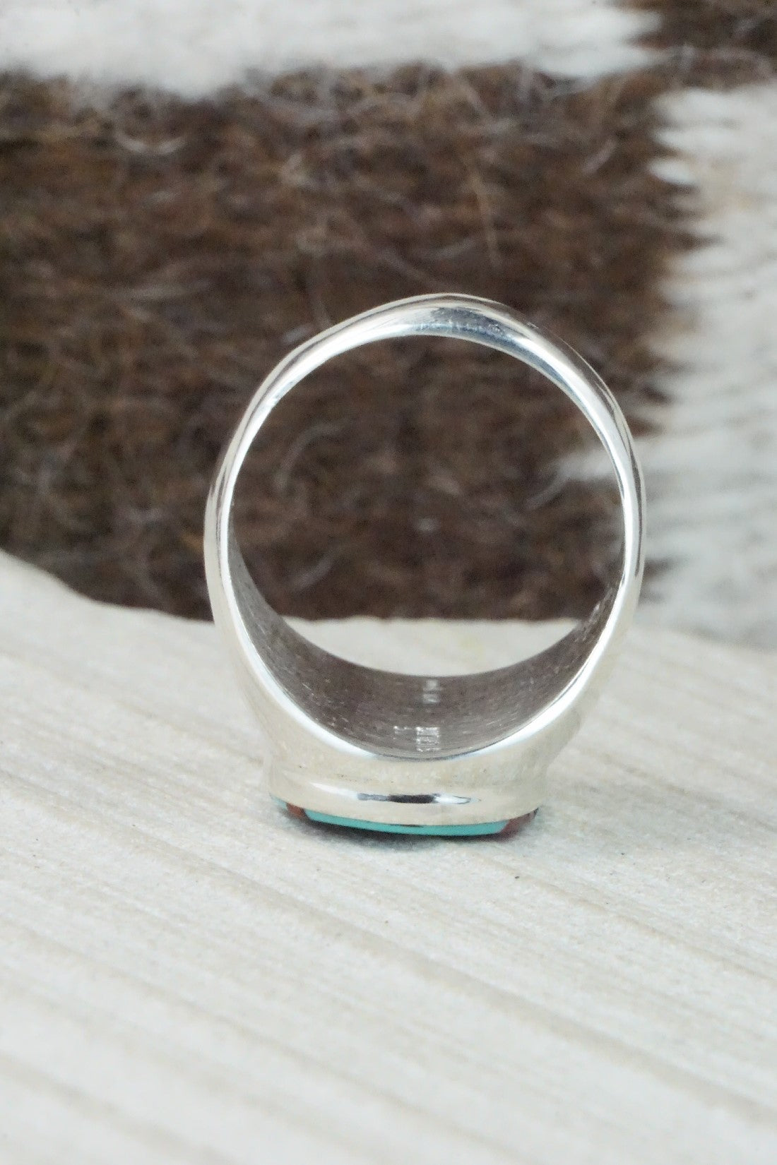 Multi Stone & Sterling Silver Ring - Herbert Kallestewa - Size 10