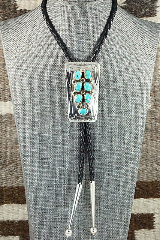 Turquoise & Sterling Silver Bolo Tie - Wilbur Myers