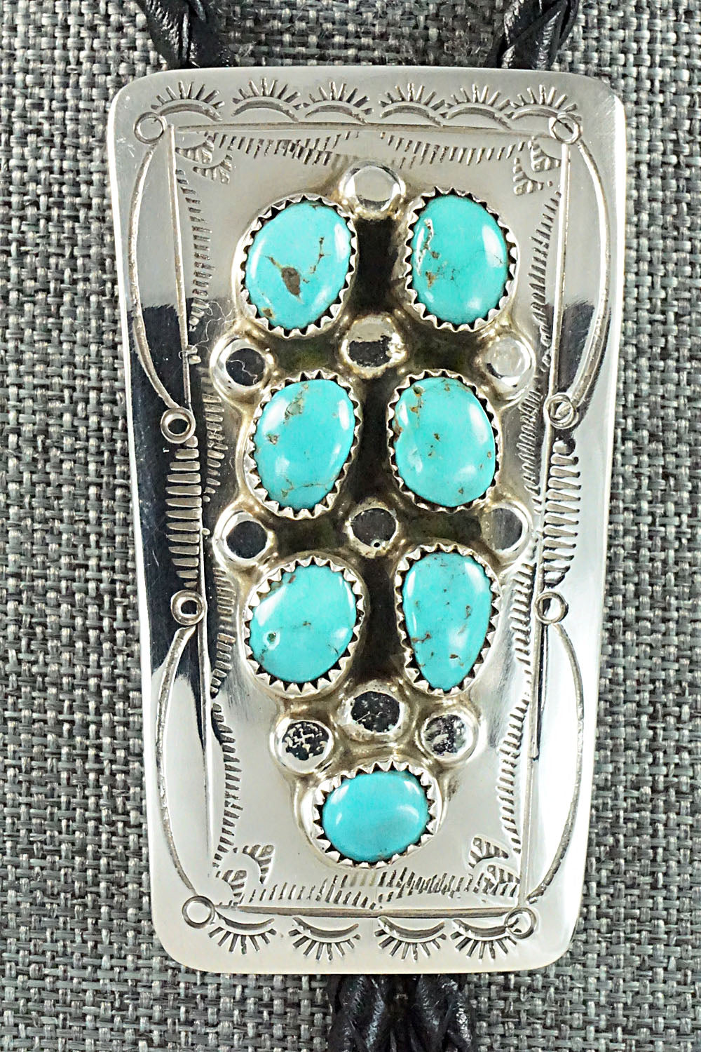 Turquoise & Sterling Silver Bolo Tie - Wilbur Myers