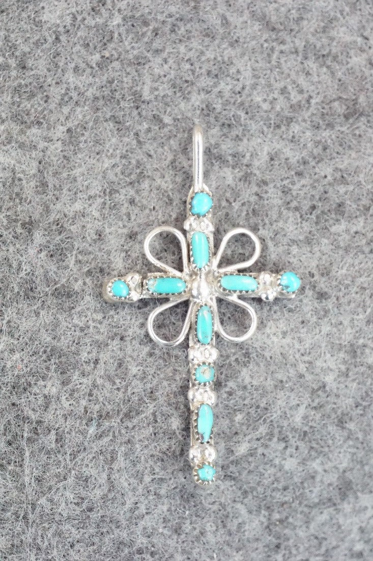 Turquoise & Sterling Silver Pendant - H. Martinez