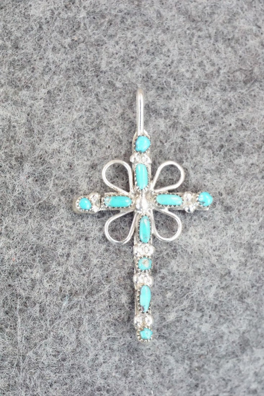 Turquoise & Sterling Silver Pendant - H. Martinez