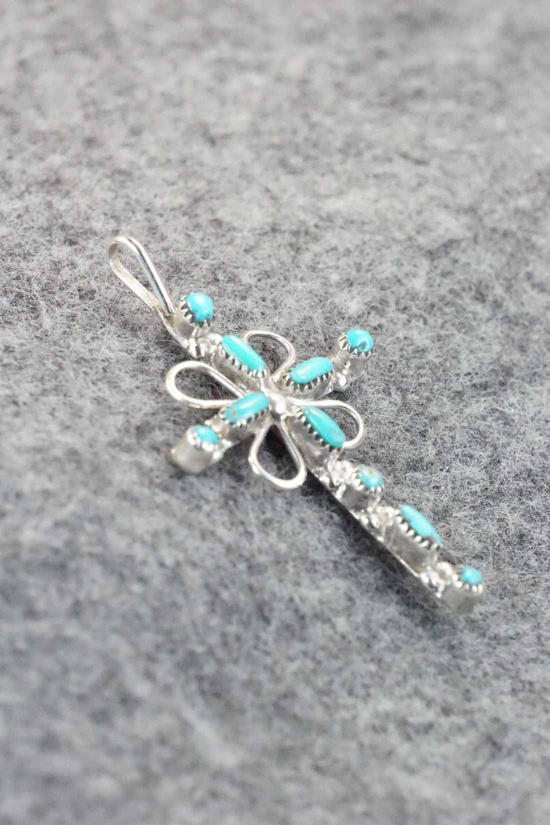 Turquoise & Sterling Silver Pendant - H. Martinez