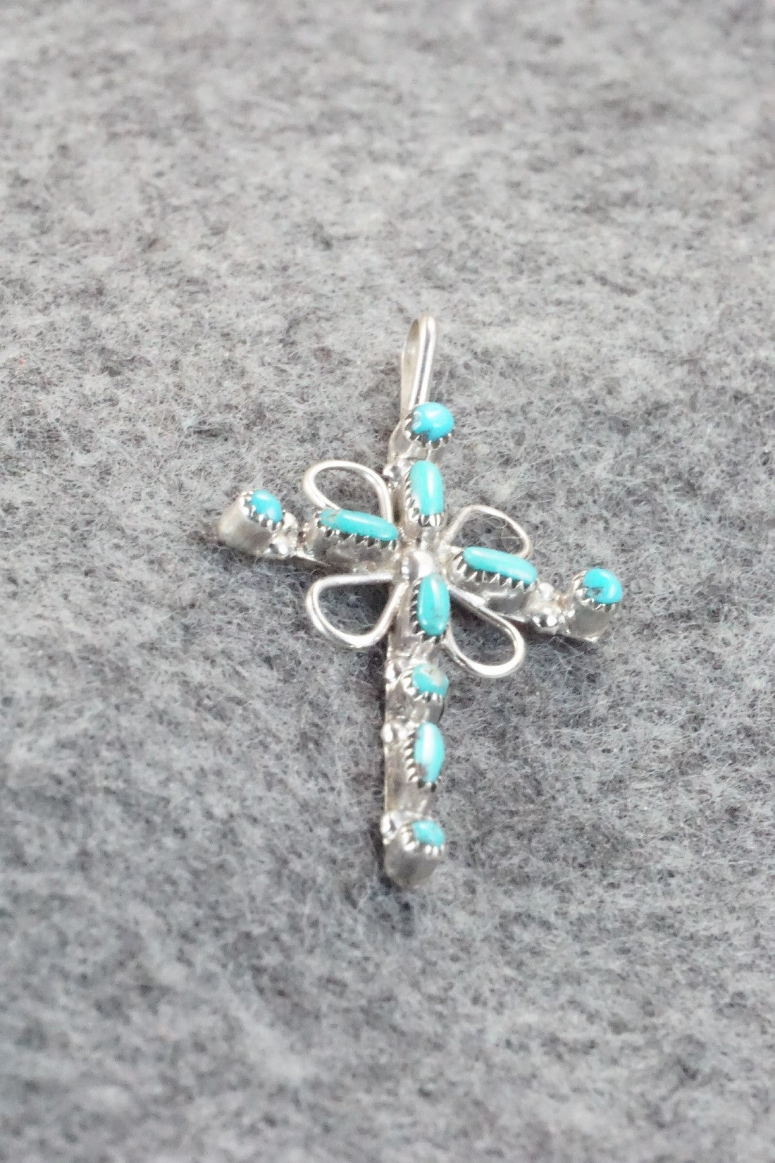 Turquoise & Sterling Silver Pendant - H. Martinez