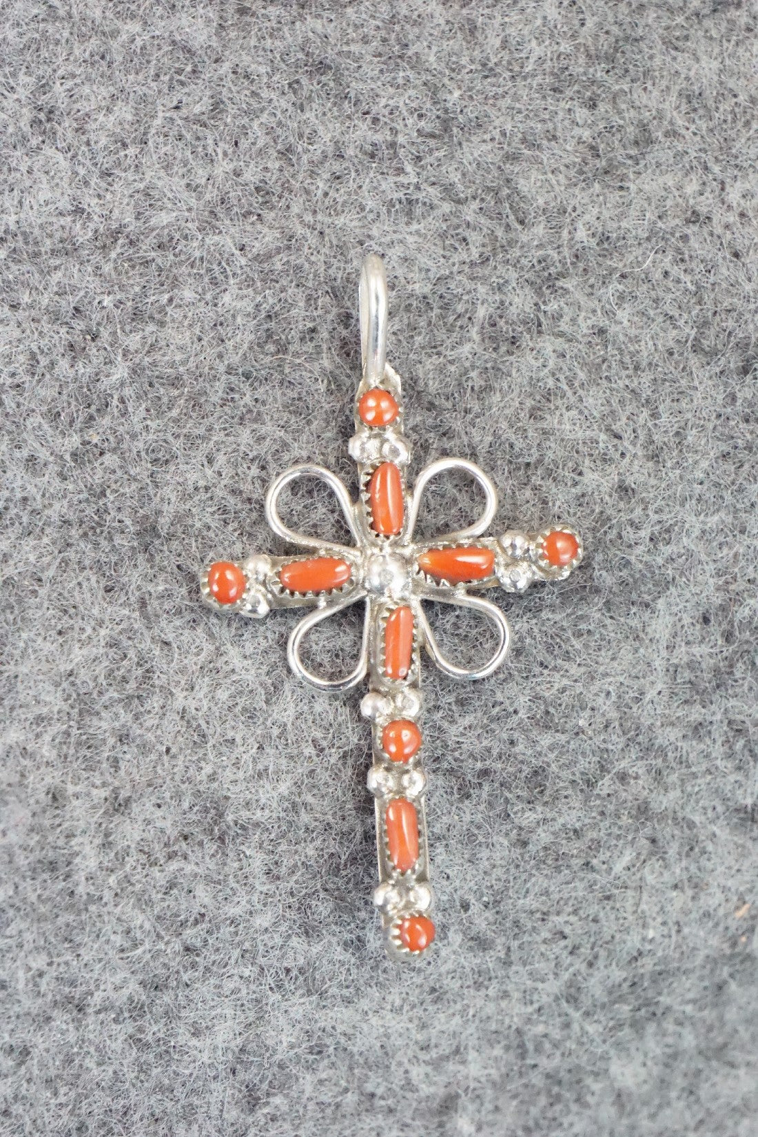 Coral & Sterling Silver Pendant - H. Martinez