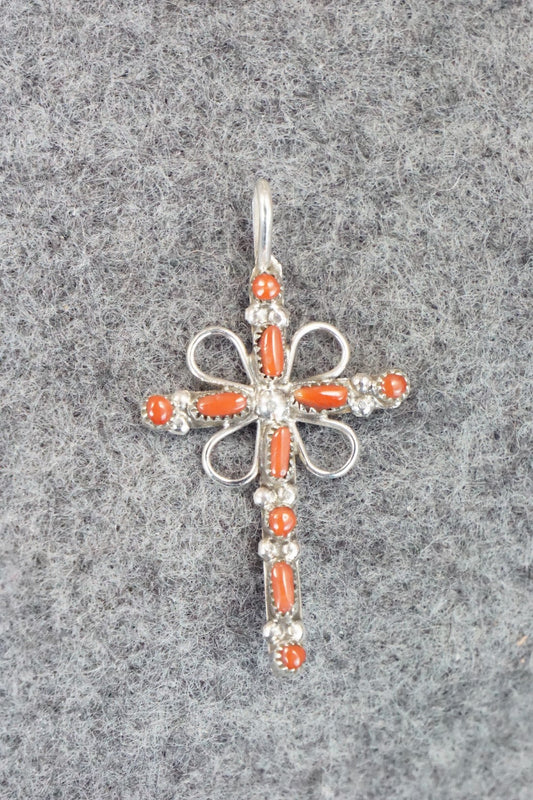 Coral & Sterling Silver Pendant - H. Martinez